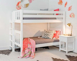 Solid hardwood twin over twin bunk bed in white