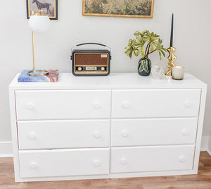 Solid hardwood 6 drawer dresser in natural boys bedroom