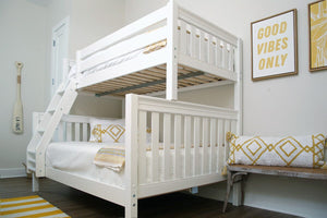 Twin over full bunk bed with solid hardwood in neutral bedroom