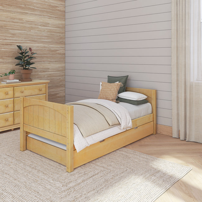 1000 TR NP : Kids Beds Twin Basic Bed with Trundle - Low, Panel, Natural