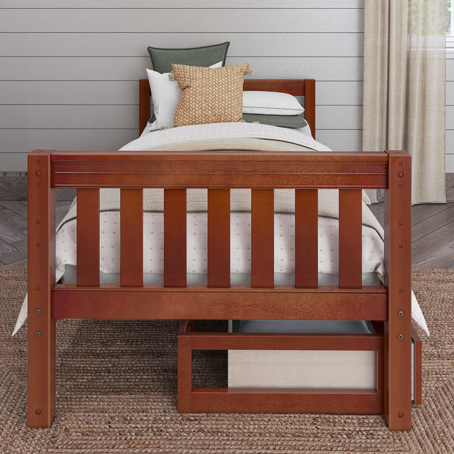 1000 UU CS : Kids Beds Twin Basic Bed with Underbed Dresser - Low, Slat, Chestnut