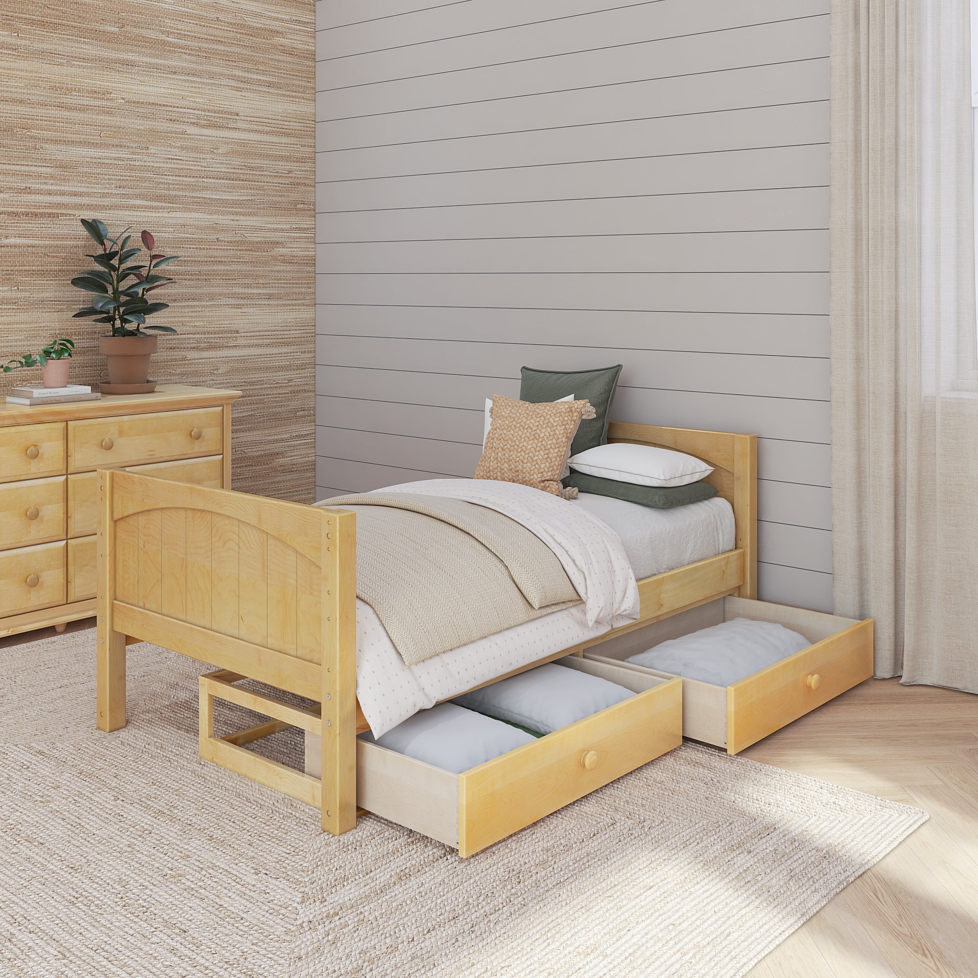Twin Low Basic Bed with Underbed Dresser
