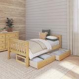 1000 UU NS : Kids Beds Twin Basic Bed with Underbed Dresser - Low, Slat, Natural
