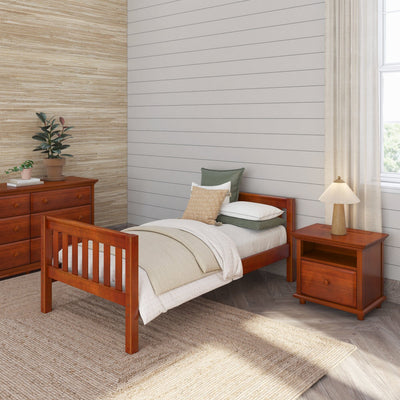 1000 XL CS : Kids Beds Twin XL Basic Bed - Low, Slat, Chestnut