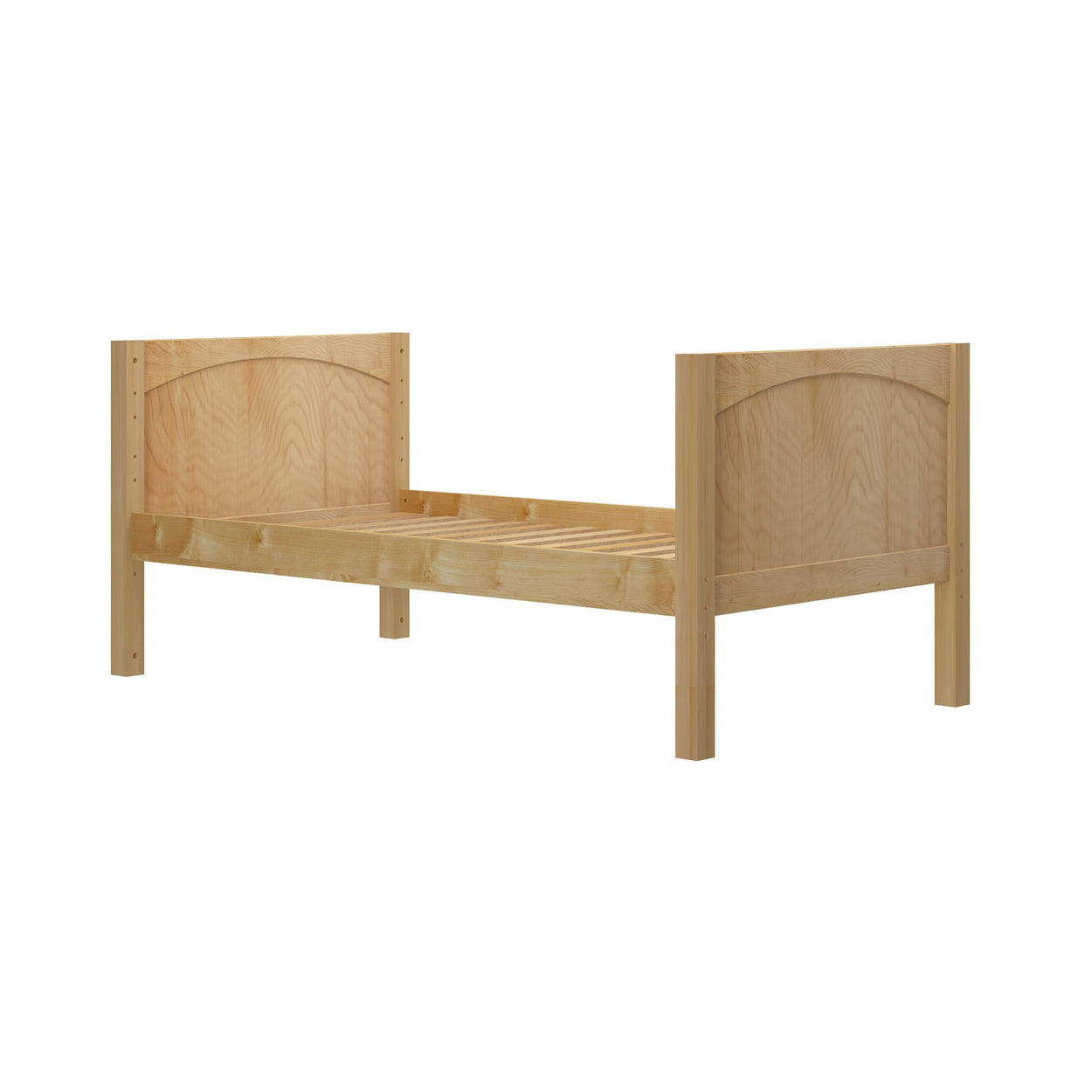 Wooden twin bed frame with a minimalist design suitable for modern bedrooms.