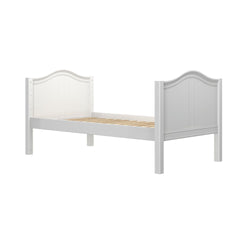 White Twin Bed Frame with Headboard and Footboard in Classic Design