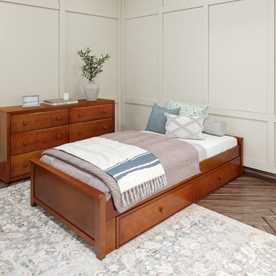1075 XL UU C : Kids Beds Twin XL Platform Bed with Underbed Dresser, Chestnut
