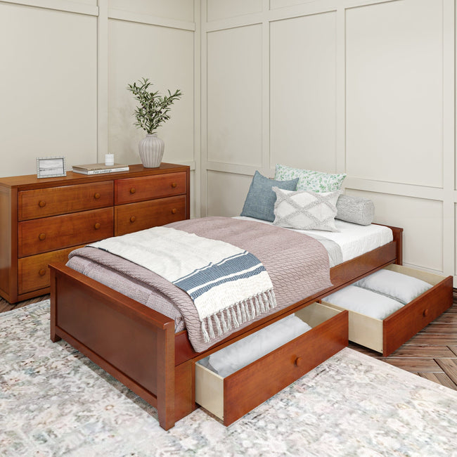 1075 XL UU C : Kids Beds Twin XL Platform Bed with Underbed Dresser, Chestnut