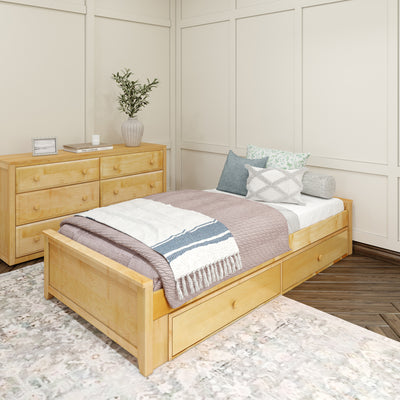 1075 XL UU N : Kids Beds Twin XL Platform Bed with Underbed Dresser, Natural