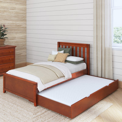 1160 TR CS : Kids Beds Twin Traditional Bed with Trundle, Slat, Chestnut