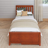 1160 UU CS : Kids Beds Twin Traditional Bed with Underbed Dresser, Slat, Chestnut