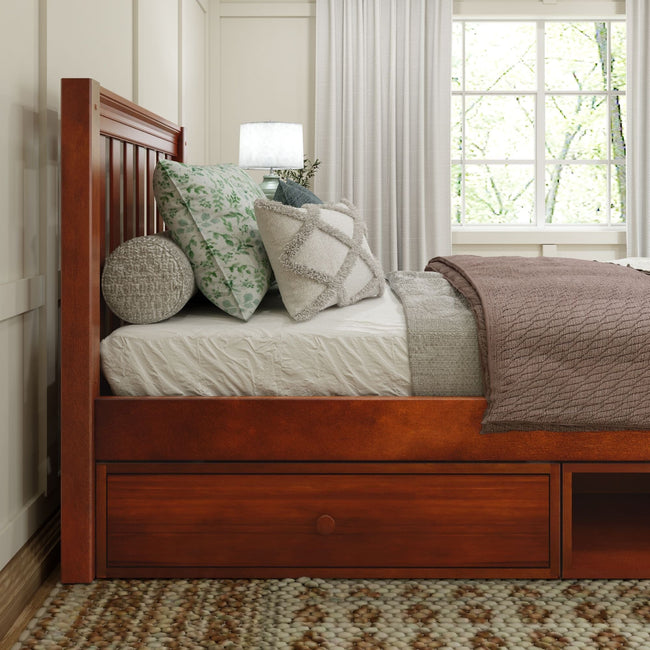 1180 CD CS : Kids Beds Twin Traditional Bed with Dresser and Cubby, Slat, Chestnut