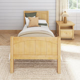 1180 NP : Kids Beds Twin Traditional Bed with Low Bed End, Panel, Natural