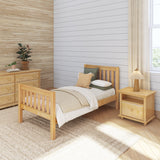 1180 NS : Kids Beds Twin Traditional Bed with Low Bed End, Slat, Natural