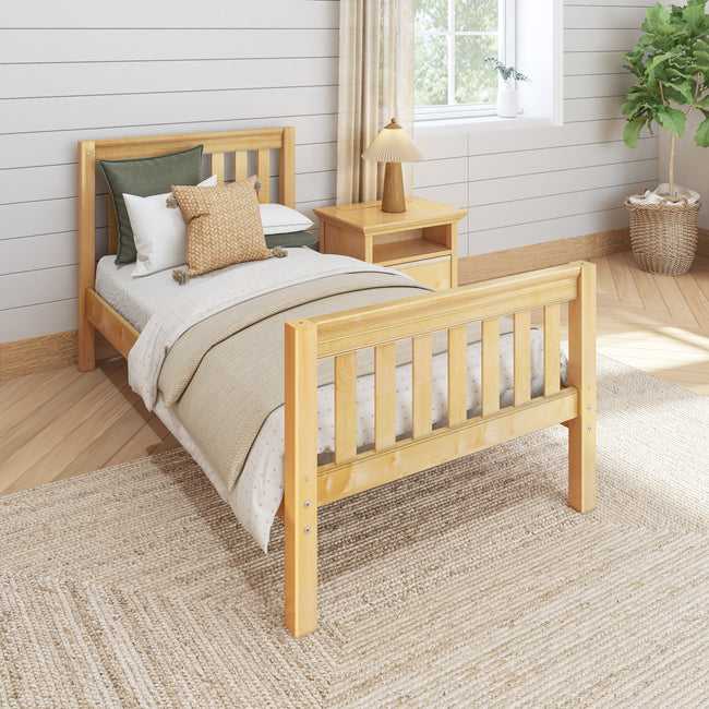 1180 NS : Kids Beds Twin Traditional Bed with Low Bed End, Slat, Natural