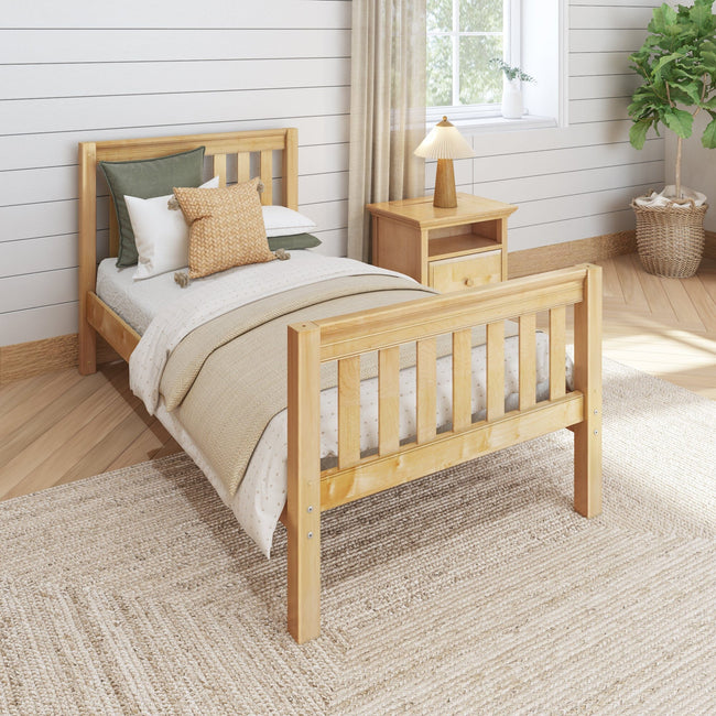 1180 NS : Kids Beds Twin Traditional Bed with Low Bed End, Slat, Natural