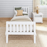 1180 WS : Kids Beds Twin Traditional Bed with Low Bed End, Slat, White
