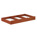 Underbed storage drawer in cherry wood finish, ideal for bedroom organization and maximizing space.