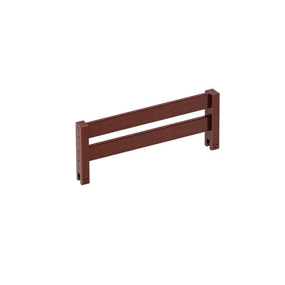 Cherry-finish wooden bed rail safety guard with two horizontal slats for bed protection