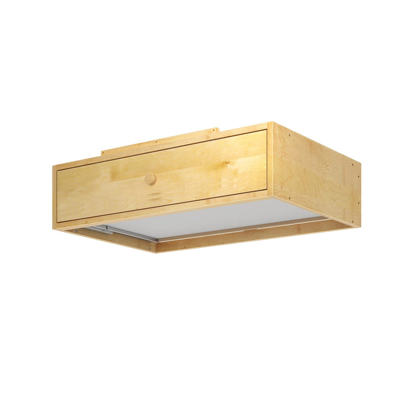 Wooden ceiling light fixture with a natural finish and modern design.