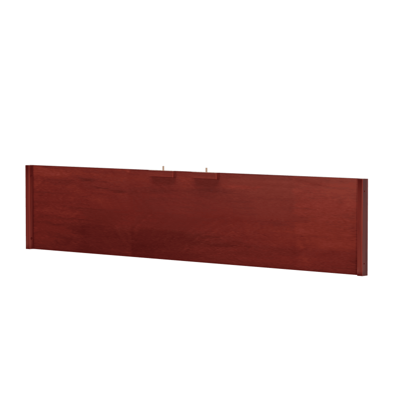 Wooden headboard panel with rich mahogany finish.