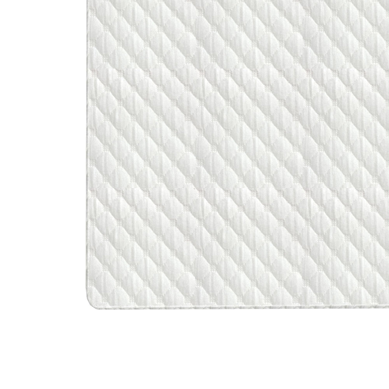 Quilted mattress pad with soft texture and diamond pattern design.