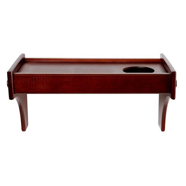 Cherry wood lap desk bed tray with folding legs and built-in cup holder, portable breakfast tray for laptop use, reading, and breakfast in bed