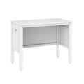 White wooden bedside table with open cabinet, shelf and caster wheels, minimalist modern nightstand for small bedrooms