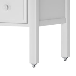 White rolling cabinet leg with a drawer, ideal for modern home office furniture.