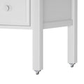 White rolling cabinet leg with a drawer, ideal for modern home office furniture.
