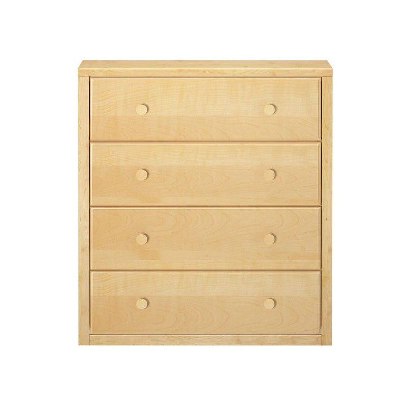Minimalist light maple wood dresser with round wooden knobs, modern bedroom chest of drawers for storage