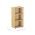 Small natural wooden bookcase with three shelves, 31.5 inches tall, perfect for home or office storage.