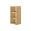 Wooden three-shelf bookcase for home office or living room storage.