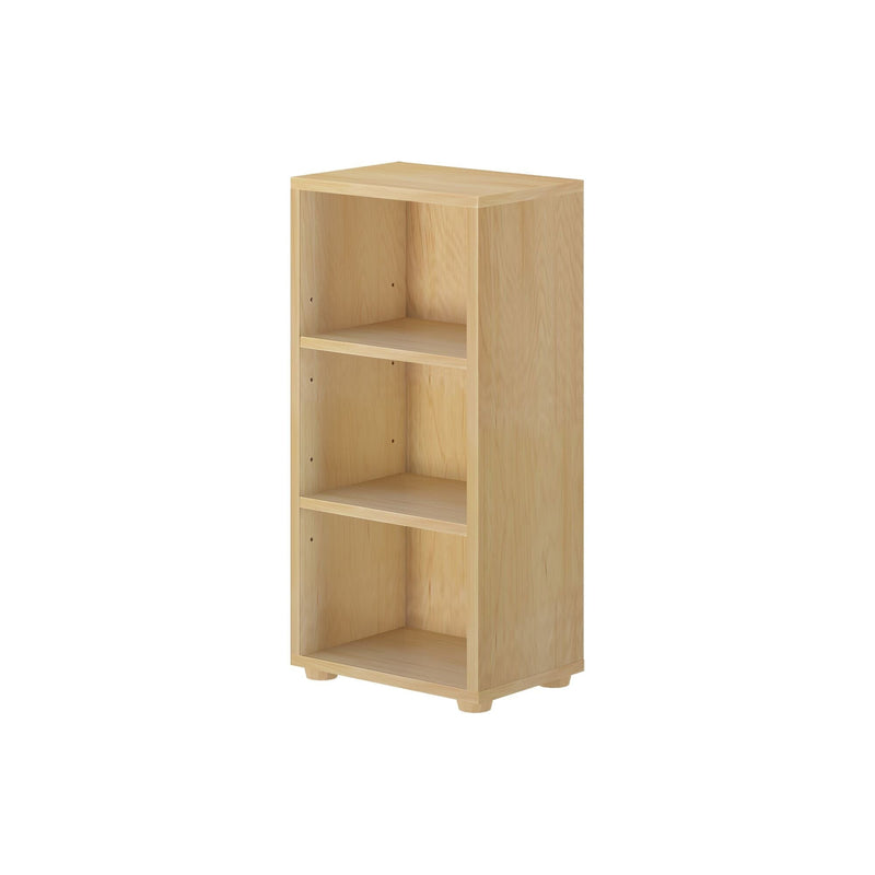 Wooden three-shelf bookcase for home office or living room storage.