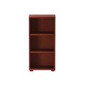 Rustic wooden bookcase with three shelves for home storage and organization.