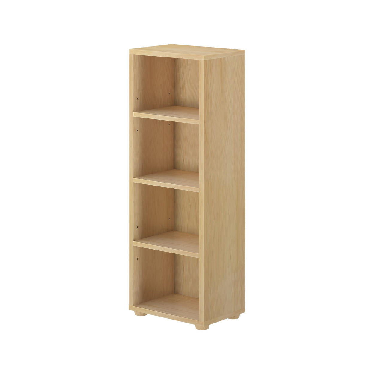 Wooden bookcase with four shelves for home and office storage solutions.