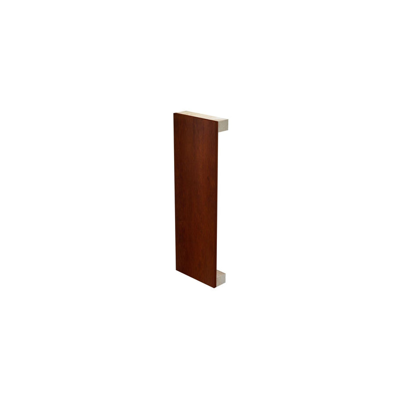 Natural wood paneling for kitchen cabinets in rich walnut finish.
