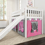 AERIE57 WS : Play Loft Beds Twin Low Loft Bed with Stairs, Curtain + Slide, Slat, White
