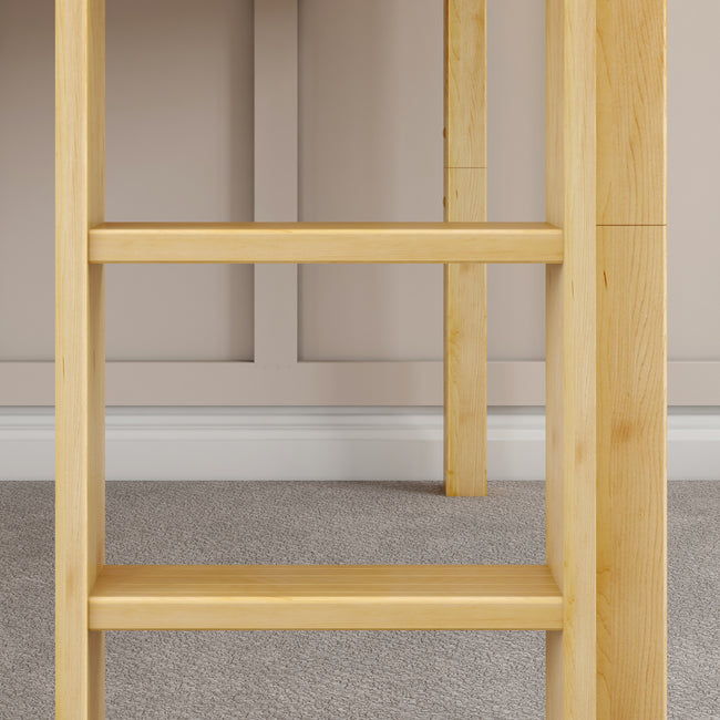 AMAZING NS : Play Loft Beds Full Low Loft Bed with Slide and Straight Ladder on Front, Slat, Natural