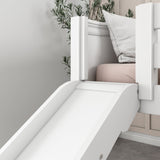 AMAZING WC : Play Loft Beds Full Low Loft Bed with Slide and Straight Ladder on Front, Curve, White