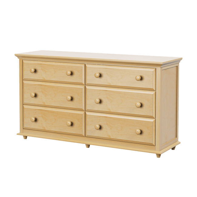 BIG 6 N : Dresser 6 Drawer Dresser with Crown & Base, Natural