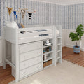 Twin Mid Straight Ladder Loft with Two 4 Drawer Dressers & Bookcase