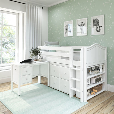 Twin Low Loft Bed with Straight Ladder with Storage