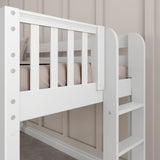 BRAINY WP : Play Loft Beds Twin Low Loft Bed with Slide and Straight Ladder on End, Panel, White