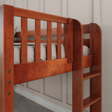 BRAINY XL CP : Play Loft Beds Twin XL Low Loft Bed with Slide and Straight Ladder on End, Panel, Chestnut