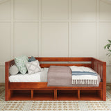 BRIX CC CS : Kids Beds Twin Daybed with Cubbies, Slat, Chestnut