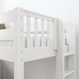 BUFF 1 WS : Classic Bunk Beds High Bunk w/ Straight Ladder on End, Slat, White