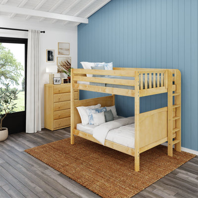 BUFF XL 1 NP : Classic Bunk Beds High Bunk XL w/ Straight Ladder on End (Low/High), Panel, Natural
