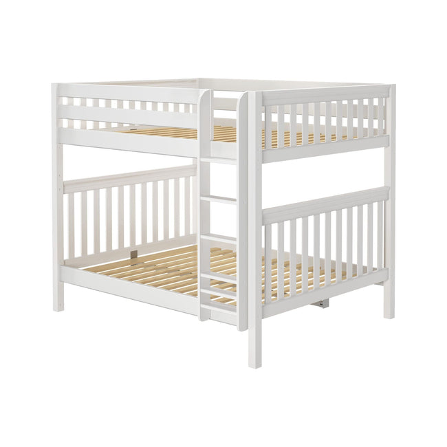 CLUNK XL WS : Classic Bunk Beds Queen High Bunk Bed with Straight Ladder on Front, Slat, White