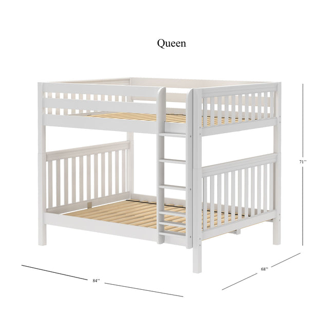 CLUNK XL WS : Classic Bunk Beds Queen High Bunk Bed with Straight Ladder on Front, Slat, White